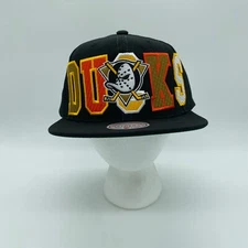 Mitchell & Ness Anaheim Ducks NHL Big Word Team Hat Cap Black Logo Adjustable