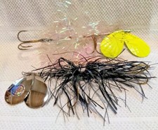 Tinsel Elvis Buchertail and Musky Mayhem Black Cowgirl Musky Lures Double Bladed
