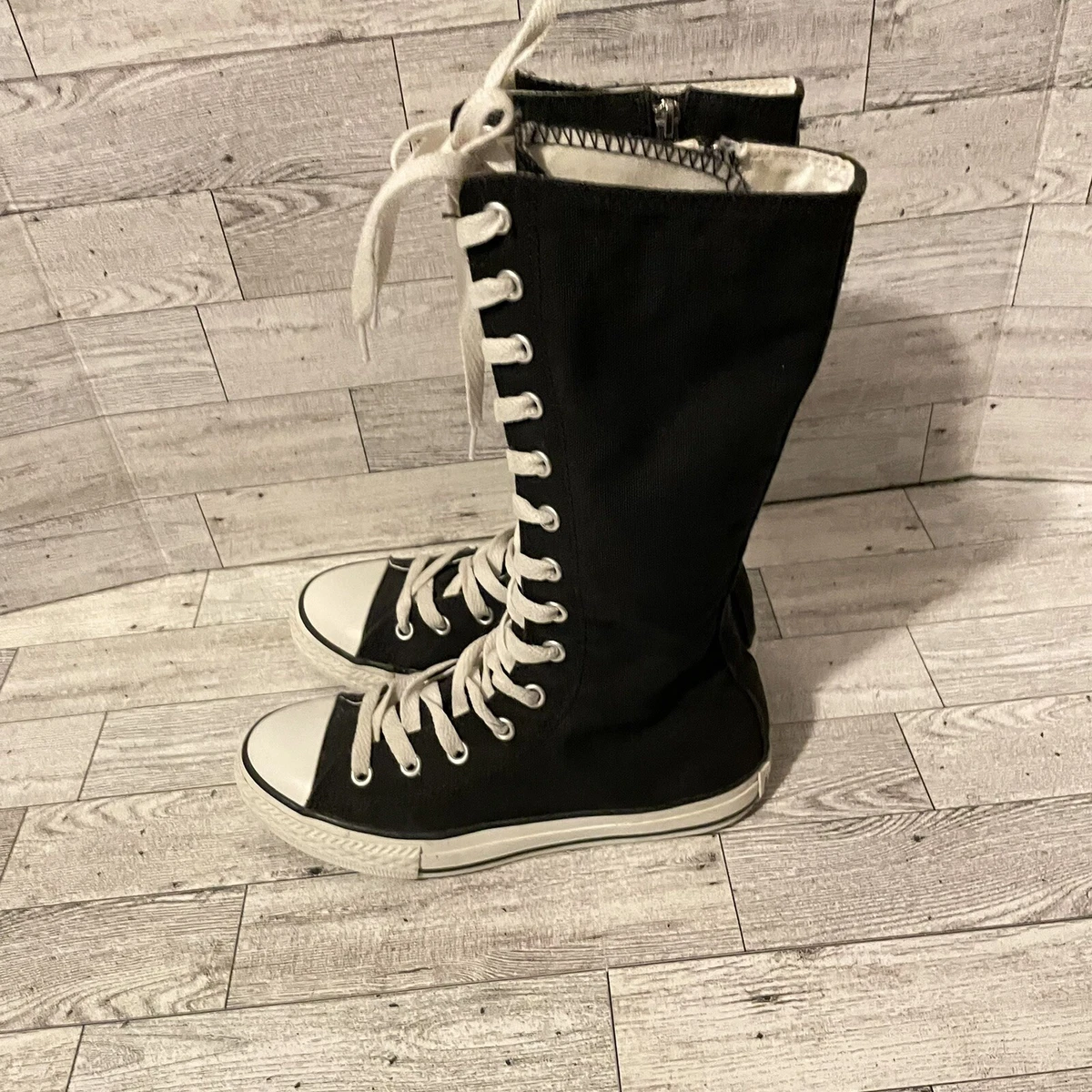 Converse Chuck Taylor All Star Mid Calf Junior Sz 2 Side Zip Black