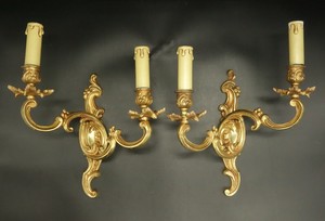 PAIR-OF-SCONCES-LOUIS-XV-STYLE-LUCIEN-GAU-PARIS-BRONZE-FRENCH-ANTIQUE