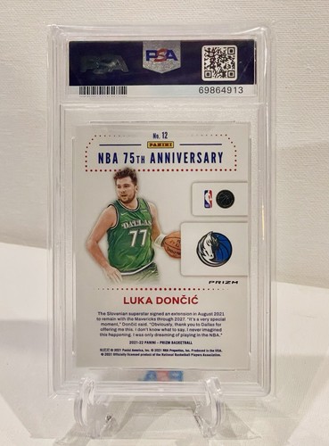 Luka Doncic 2021-22 Prizm NBA 75th Anniversary Logo Silver Prizm PSA 9 Pop 17 - Picture 4 of 4