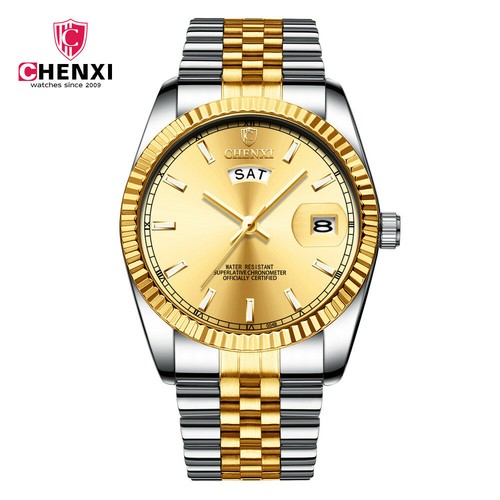 CHENXI Men Quartz Watches Top Luxury Brand Wristwatch Male Gold Calendar Watch - Picture 17 of 18