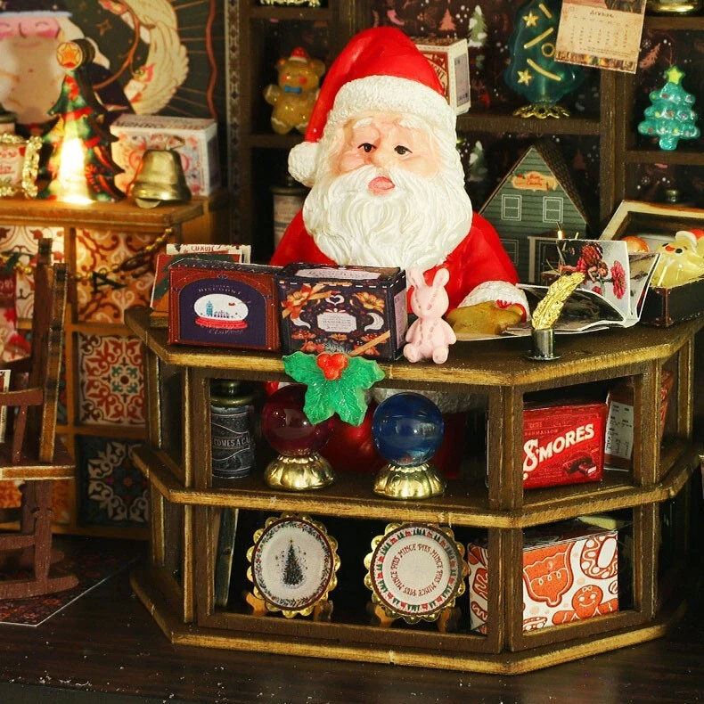 Faça Você Mesmo Natal País das Maravilhas Brinquedo Modelo Casa 3D Quebra-cabeça de Madeira Casa de Bonecas para Presente - Imagem 4 de 4