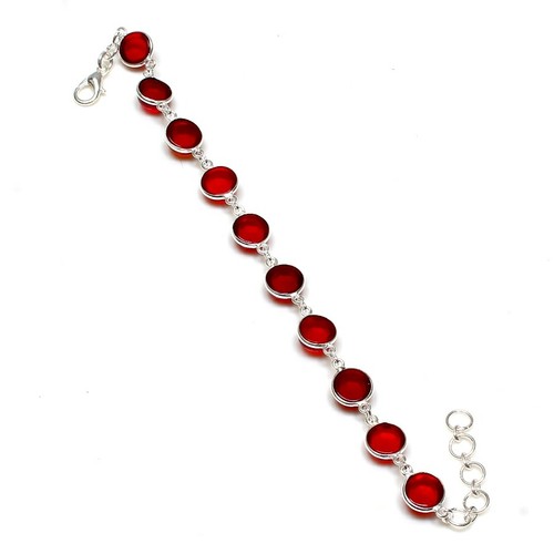 Red Carnelian Gemstone Handmade 925 Sterling Silver Jewelry Bracelets Size 7-8" - Picture 2 of 2