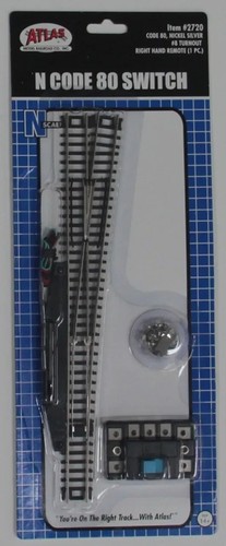 Atlas N Scale ~ New 2025 ~ Code 80 ~ Remote #8 Right Switch Turnout ~ 2720 - Picture 2 of 2