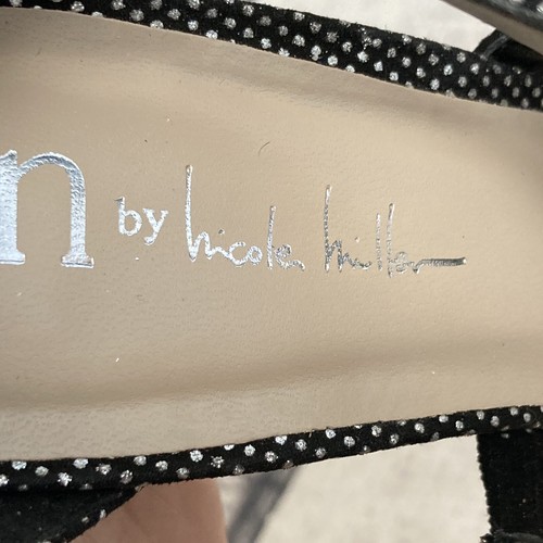 N by Nicole Miller Heel Women Size 6.5 Sandy Studded Strappy Black Heels 4 Inch - Picture 8 of 10