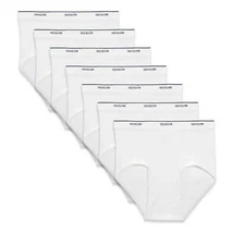 Fruit of the Loom Men's Tag Free  Cotton White Briefs, Sizes S-3XL, 7 Pack