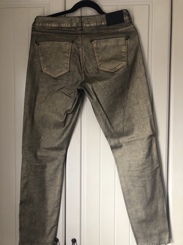 Zara Women’s Skinny Jeans Gold Coated Size 42 - Picture 6 of 7
