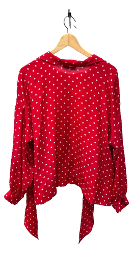 Seidenbluse Balenciaga rot gepunktet - Bild 2 von 4