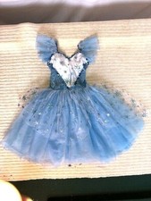 Blue  White Youth Multi Layer Romantic Tutu W/ Silver Overlay Ballet Costume
