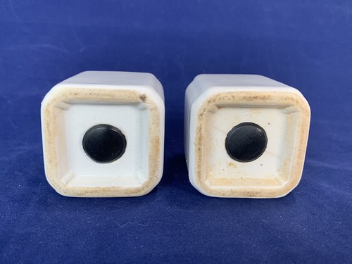 Vintage Ceramic Plain White Cube-Shaped Salt & Pepper Shakers  Art Deco Style - Imagen 4 de 4
