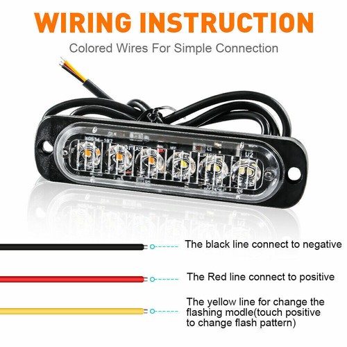 4x 6-LED White Green Car Recovery Flashing Grille Beacon Warning Strobe Lights - Picture 8 of 10