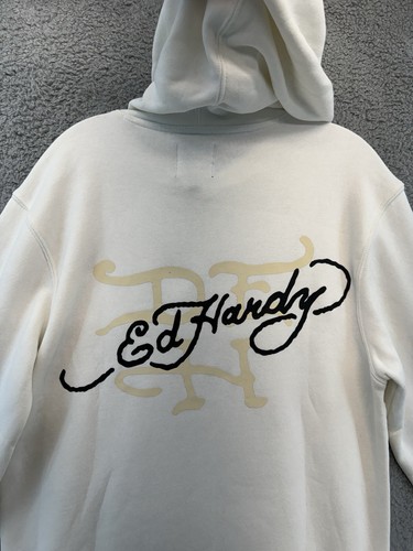 Ed Hardy Hooded Sweatshirt Ivory Japan Dragon Graphic Men's Size Small NWT - Picture 17 of 24
