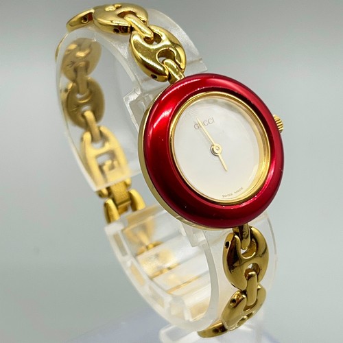 New Battery Exc+5 Vintage GUCCI Change Bezel 11/12.2 Women Qz Watch Gold From JP - Picture 11 of 19