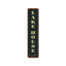 Vertical Established Date Lake House Sign, Personalized Est. Date - Aluminum