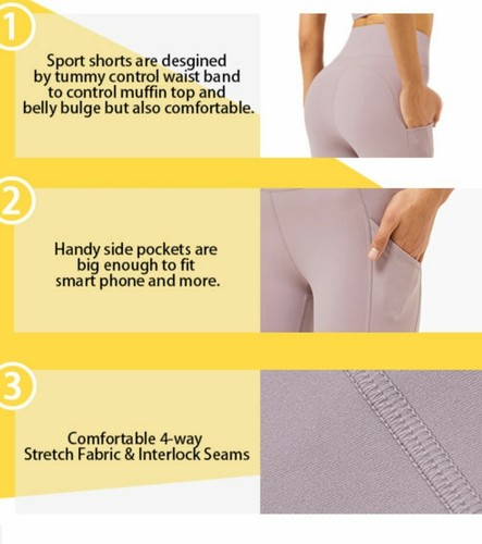 Womens Running Shorts High Waist Biker Short 8" Workout Yoga Shorts small purple - Picture 2 of 4