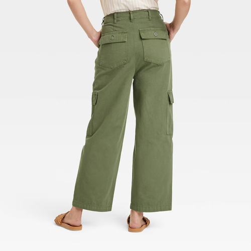 Universal Thread Women's Cropped High-Rise Cargo Pants Straight Leg Casual Fit-8 - Picture 5 of 12