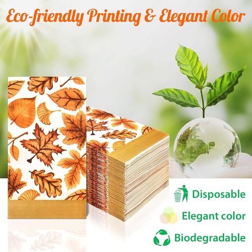 Fall-Themed Disposable Hand Towels - 100 Count, Perfect for Thanksgiving Dinners - Picture 8 of 9