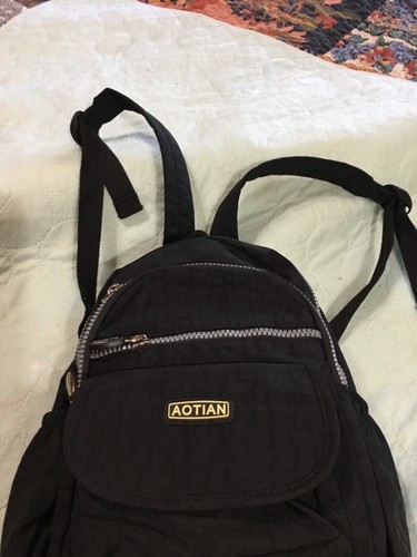 AOTIAN Mini Nylon Women Backpacks Casual Lightweight Small Daypack Girls Black  - Picture 2 of 6