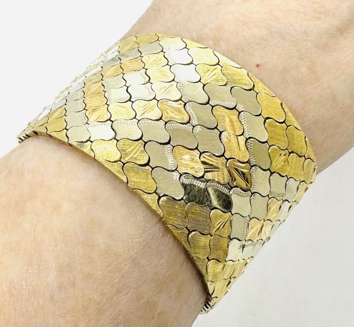 Armband gelb, weiß, rosé 750 Gold graviert 1" breit 7" lange Krone / C 282 VI - Bild 13 von 24
