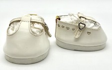 Build-A-Bear Cream Mary Jane Shoes Heart Cutout with Silver Buckle Flats Vintage