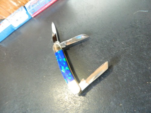 MICHAEL PRATER SIGNATURE SERIES OF KNIVES 3 1/2" CLO. AZURITE STOCKMAN 3 BLADE P - Picture 13 of 20