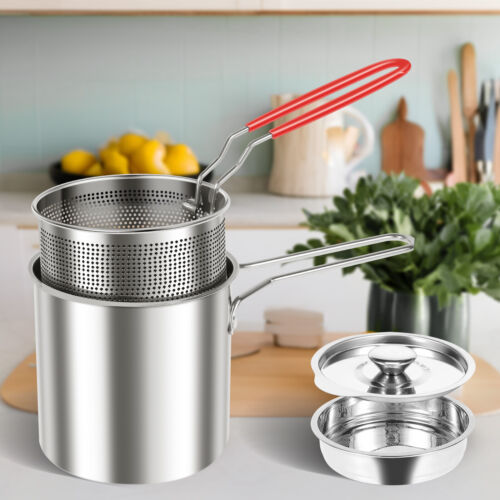 Deep Fryer Stainless Steel Uncoated Fryer Heat Resistant Oil Filter Pot Fryer﹏ - Picture 18 of 27