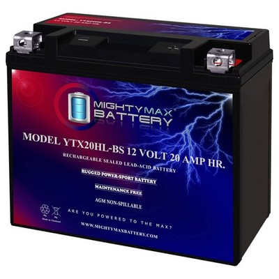 Mighty Max YTX20HL-BS 12V 20AH SLA Replaces Polaris 800 RZR 4, RZR S 800 10-12