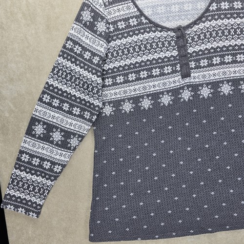 Torrid Womens Snowflake Gray & White Waffle Knit Henley Long Sleeve Shirt Size 3 - Picture 6 of 20