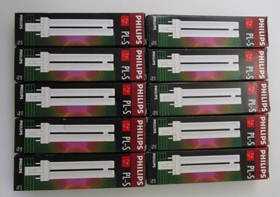 NEW 10 PACK PHILIPS PL-S 7W/27 2 PIN CFL LAMP LIGHT BULB G23 BASE BOX OF 10