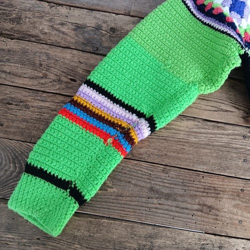 Vintage Handarbeit Patchwork Granny Square Damen Pullover U-Boot-Ausschnitt - braucht TLC *A - Bild 5 von 12