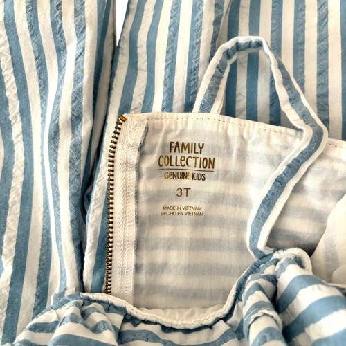Genuine Kids Jumpsuit Girls 3T Blue White Striped Ruffle One Piece Summer Cotton - Picture 7 of 8