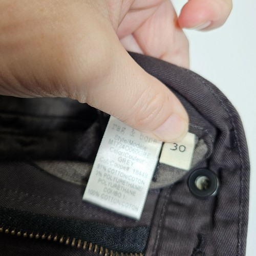 Rag & Bone Fit 1 Low-Rise Chino Men Grey Pants sz 30 Cotton Blend Japanese Twill - Picture 5 of 9