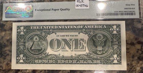 2003A $1 Radar Fancy Serial# 43011034 PMG Gem Uncirculated 65 EPQ - Picture 2 of 2