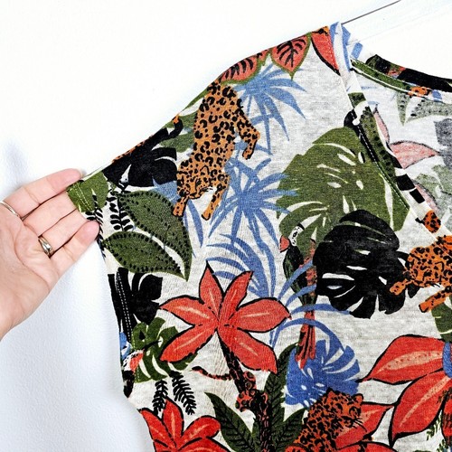 C&C California Linen Tropical Palm Cheetah Tiger Shirt NWT Womens Medium - Picture 5 of 7