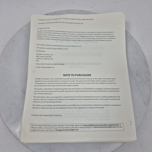 Sonlight Curriculum Language Arts 2 Instructors Guide And Notes 1996 - Picture 3 of 5