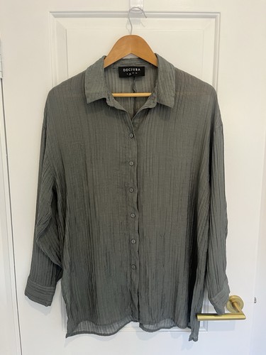 Decjuba Women’s Khaki Long Sleeve Button Up. Size 10 UK - Bild 1 von 3