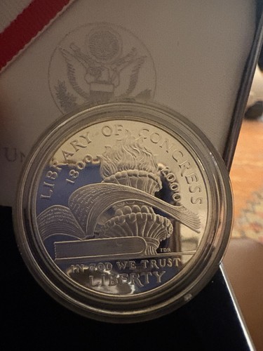 2000-ProofLibrary of Congress Commemorative Proof Silver Dollar $1 US Mint COA - Picture 3 of 11