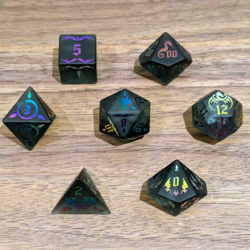 Glas Drache DND Würfel Set 7 Stück Premium Polyhedral Würfel TTRPG Geek Nerd Geschenk - Bild 5 von 6