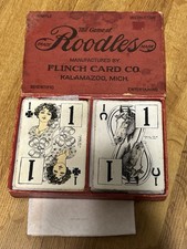 Antique FLINCH 1912 Roodles Card Game Good Luck Symbol With Instructions  Box