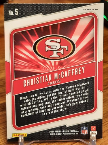 Christian McCaffrey 2024 Panini Prizm Football Hype Green Prizm #5 49ers - Bild 2 von 2