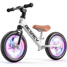  Toddler Balance Bike 2 Year Old, All-Metal Frame | 12" Motion-Activated White