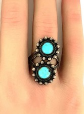 Vintage Native American Turquoise, Sterling Silver Ring Sz. 6.5