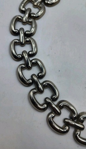 Vintage Silver Tone Chunky Chain Link Collar Necklace 18" - Picture 4 of 6