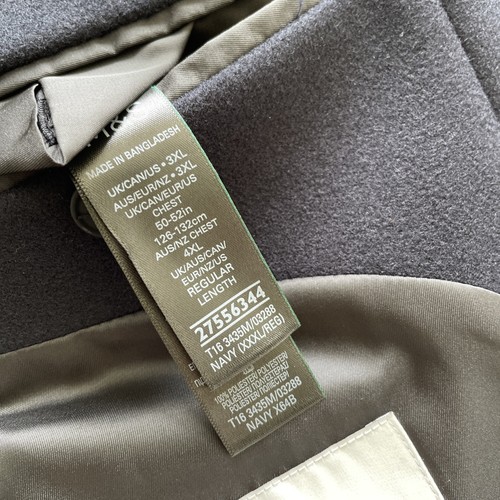 New Men’s Marks & Spencer Navy Revere Coat Overcoat Size 3XL Chest 54” - Foto 8 di 21