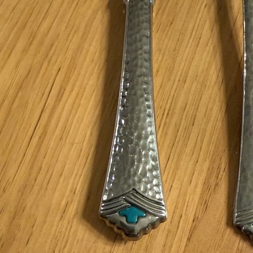 Oneida TESORO TÜRKIS Edelstahl gehämmert glänzend Silberbesteck Messer Löffel Butter - Bild 6 von 15