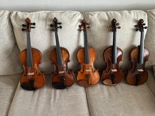4/4 Violins Full Size Acoustic Solid Wood Handcrafted Labelless Used w/ Case