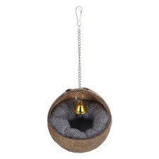 Hanging Coconut Shell Bird House Nest with Soft Pad for Parakeet and Small Birds