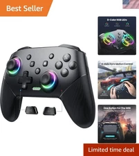 Ergonomic Wireless Gamepad for Switch 2/Lite/OLED - RGB Colors & Turbo Function