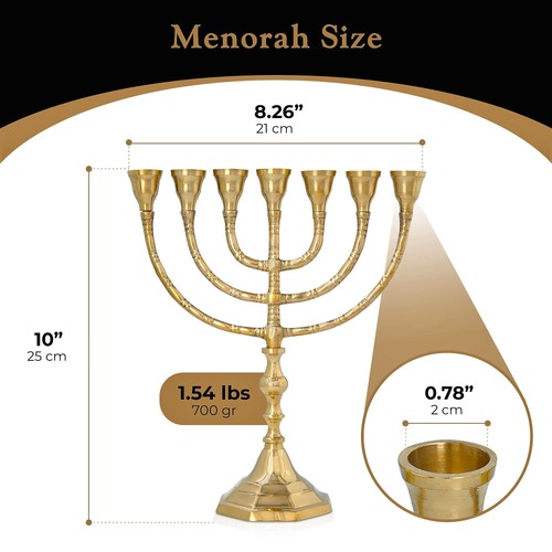 Salomon's Menora Authentic Brass Menorah - 7-Branch Candle Holder from Jerusa... - Picture 3 of 6